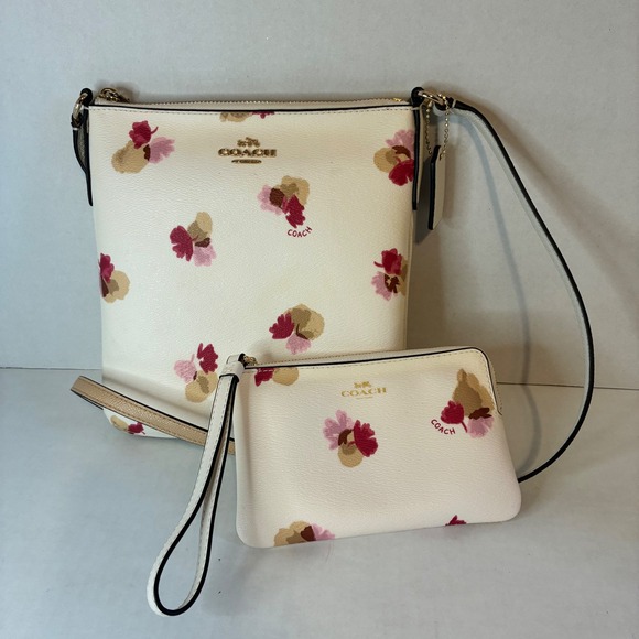 Coach Handbags - Coach Field Flora Print Crossbody Bag and Wristlet Set Chalk F59848 F86926